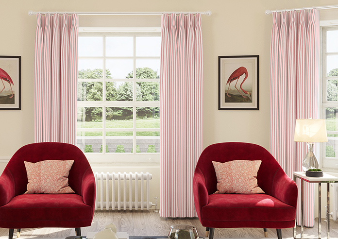 Lace Stripes, Rouge - Made to Measure Curtains - Image 3